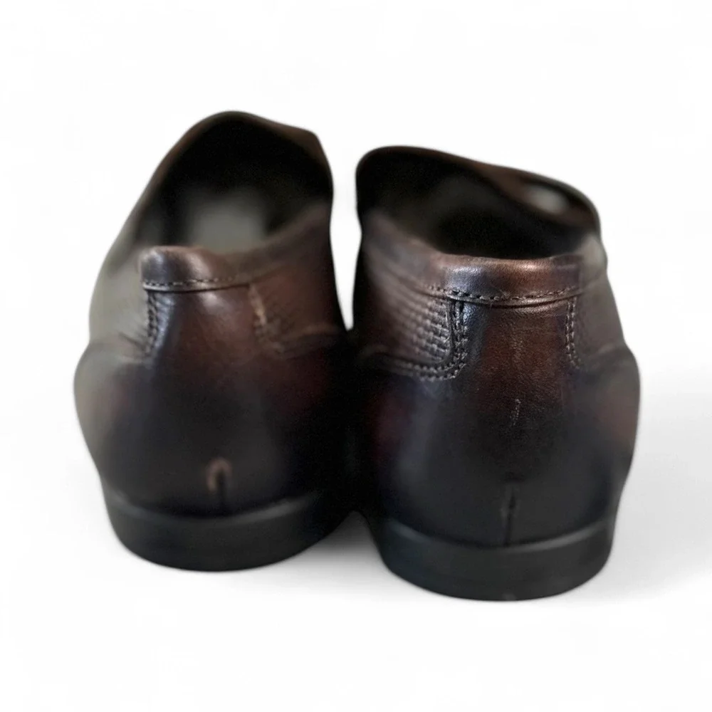Vittorio Russo Men's Brown Leather Woven Texture Dress Loafer Shoes‎ Size 10.5